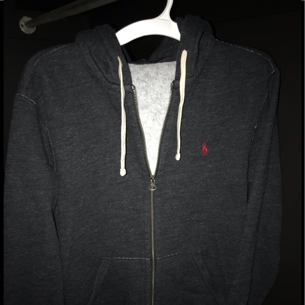 Dark Heathered Grey Polo Hoodie.